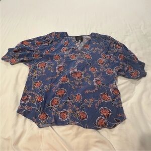 Johnny Was Blue/Orange Jade Floral Blouse M